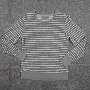 Schiesser Top Womens Extra Small Terry Crew Neck Long Sleeve Casual Striped Gray